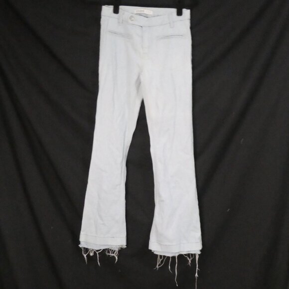 ZARA BASIC - Z1975 Denim | size 4 | Light Blue Flared Pants With Raw Hem - Picture 1 of 16